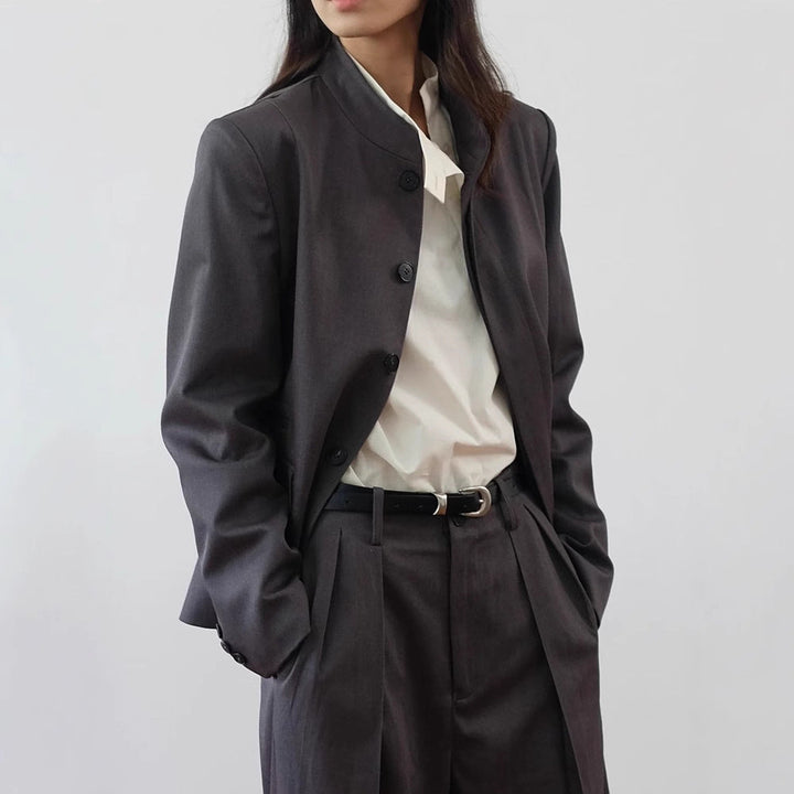 Women’s Fashion Short Jacket with Stand-up Collar