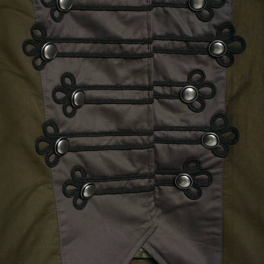 Ladies short jacket in military style with stand-up collar, decorative frog and epaulettes