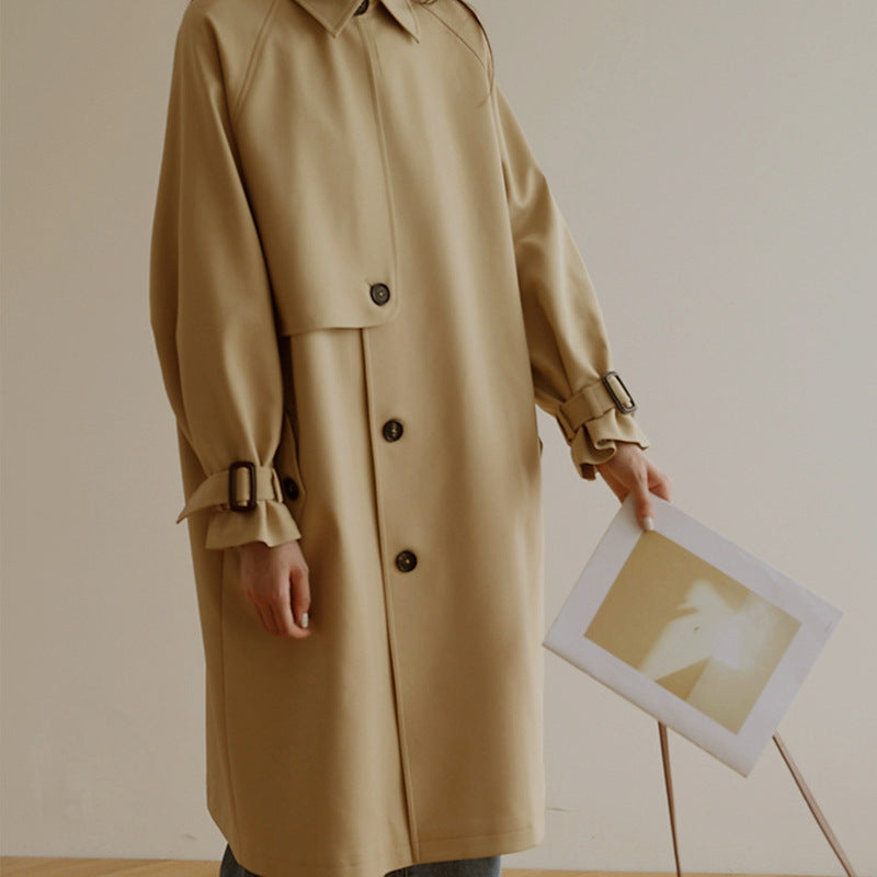Women Fashionable Trench Coat with Wide Collar