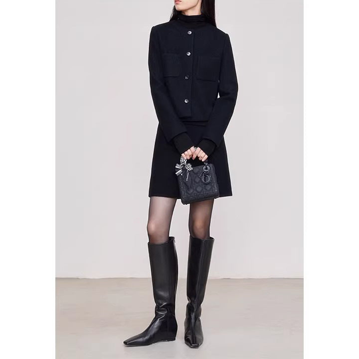 Women modern cropped jacket with elegant buttons
