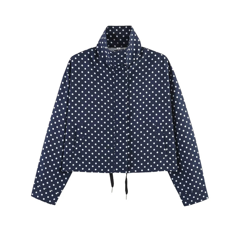 Ladies Short Points Utility Jacket with Stand-Up Collar and Drawstring