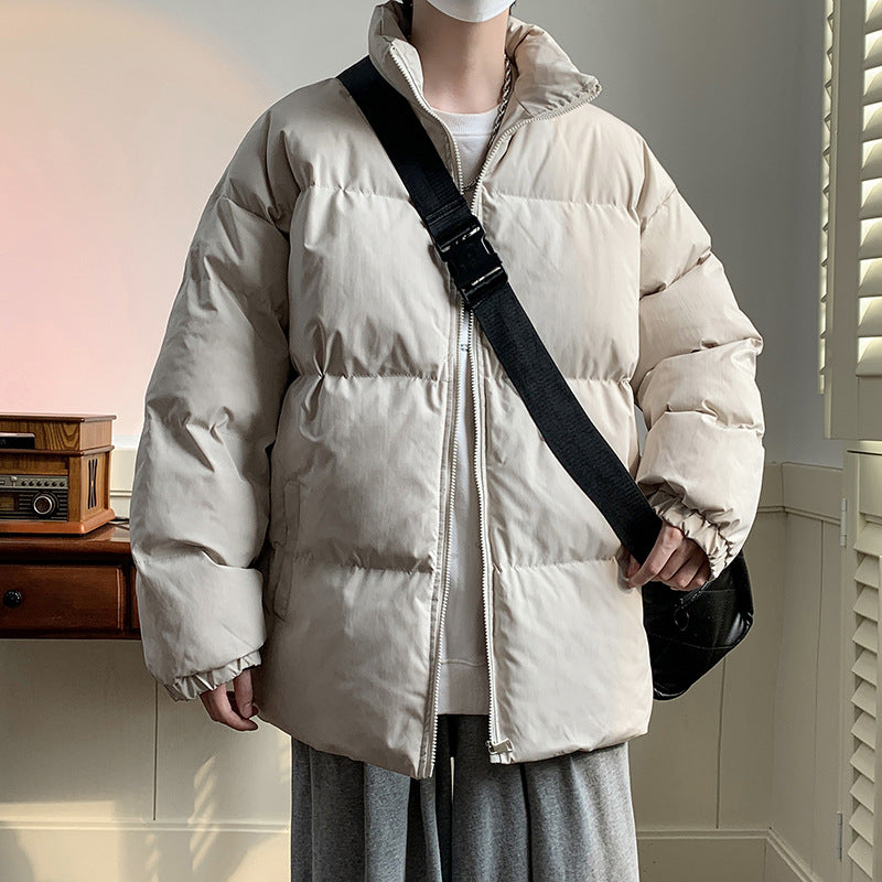 Unisex Oversize Padded Jacket with High Stand-up Collar and Thermal Lining