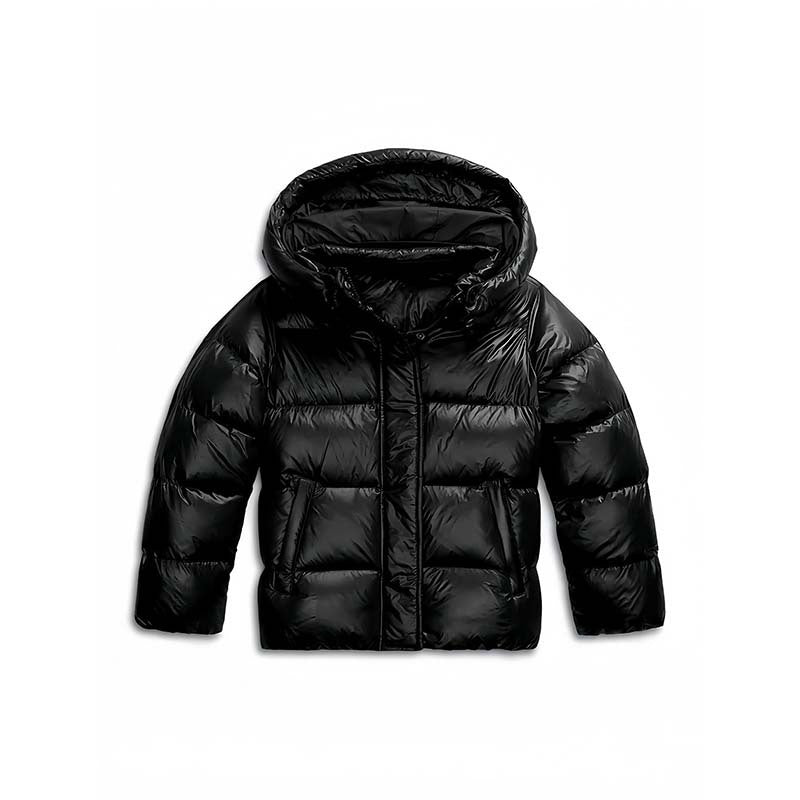 Ladies Quilted Padded Jacket with Hood, Boxy Cut and Water-Repellent Shell