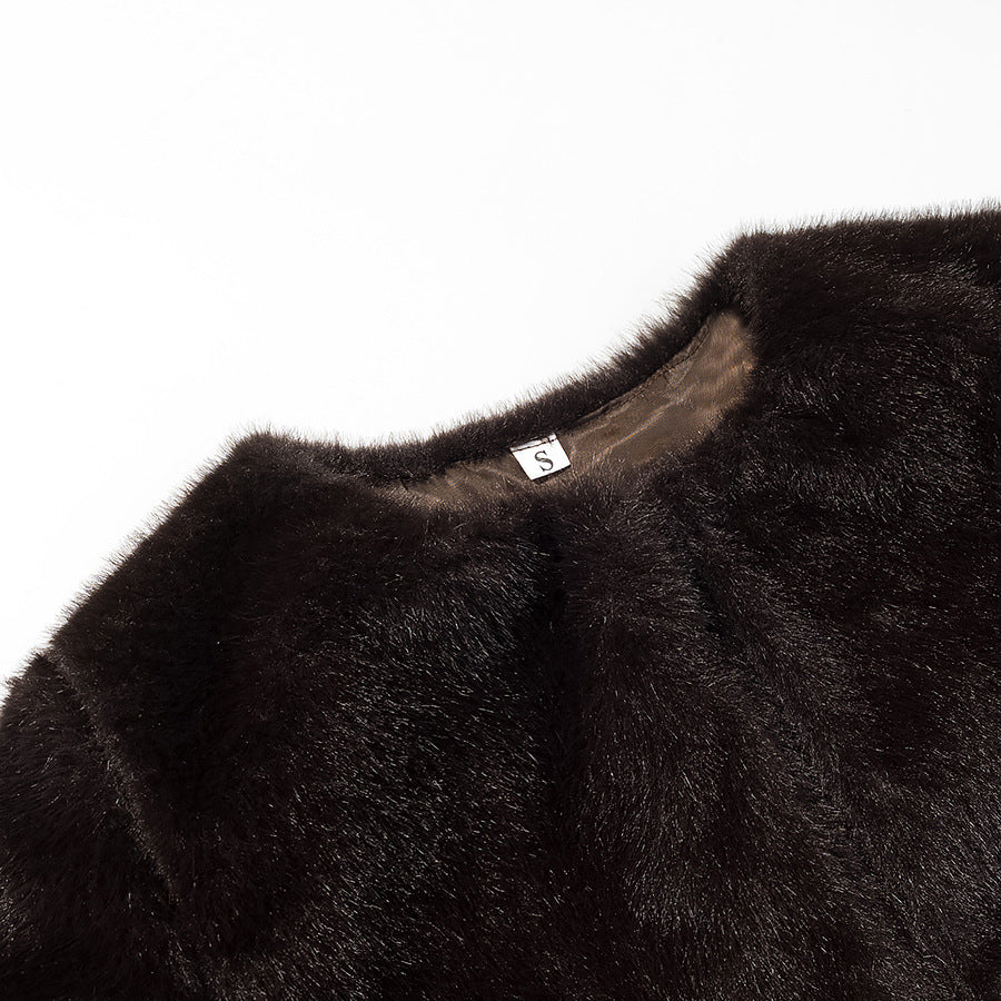 Ladies Short-Cut Faux Fur Bolero with 3/4 Sleeves