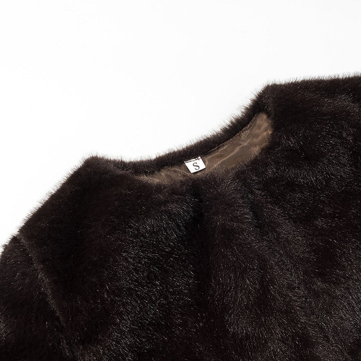 Ladies Short-Cut Faux Fur Bolero with 3/4 Sleeves