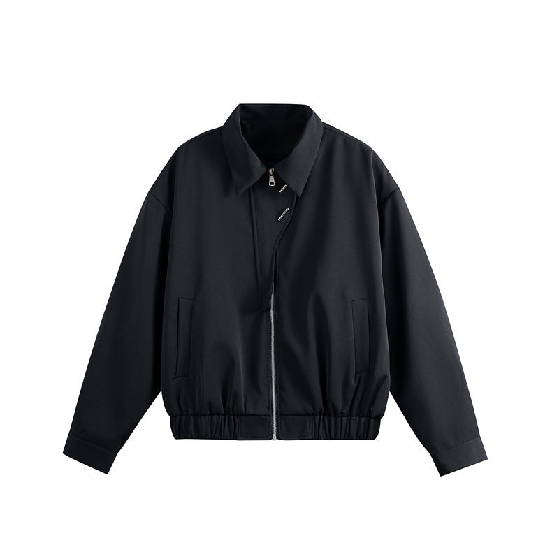 Unisex Lightweight Blouson with Lapel Collar, Hidden Zip and Elastic Hem