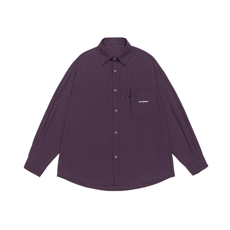 Unisex Oversize Shirt Jacket with structured ribbed look and patch breast pocket