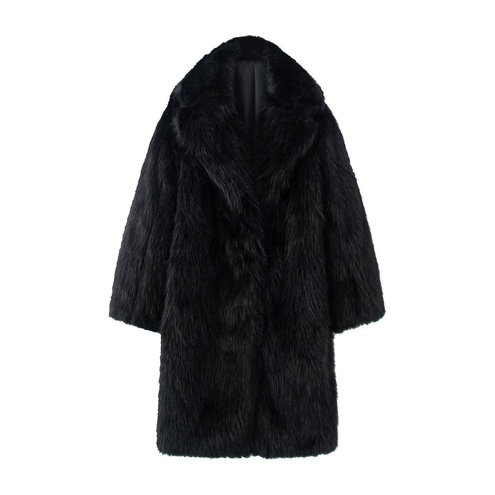 Women Long Oversize Faux Fur Coat with Voluminous Shawl Collar