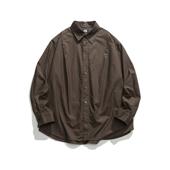 Unisex Oversized Shirt Jacket with side decorative button rows and rounded hem