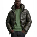 Women Oversized Quilted Jacket with Hood and Glossy Finish