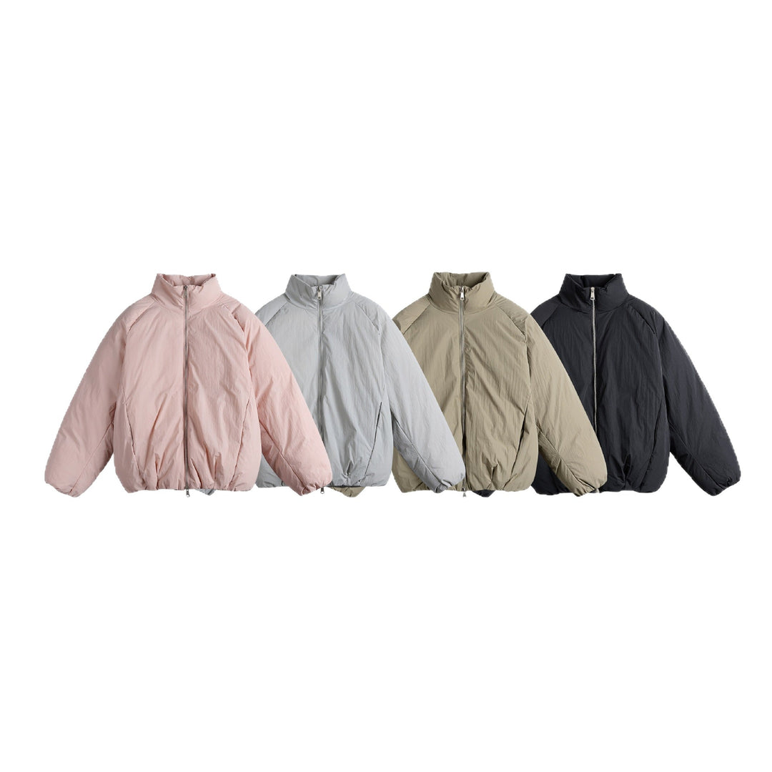 Unisex Oversized Padded Jacket with High Stand-Up Collar and Two-Way Zip