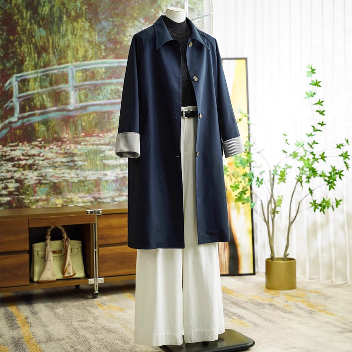 Women Elegant Trench Coat with Contrast Details