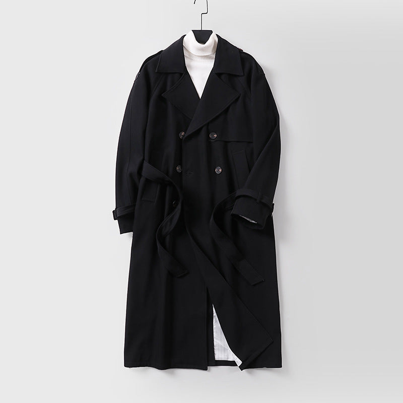 Women Double-Breasted Oversized Trench Coat with Wide Shawl Collar and Belt