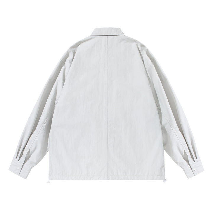 Unisex Oversize shirt jacket with snap button placket and flap pockets