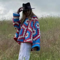 Women's Quilted Jacket in Patchwork Design with Boxy Oversized Silhouette