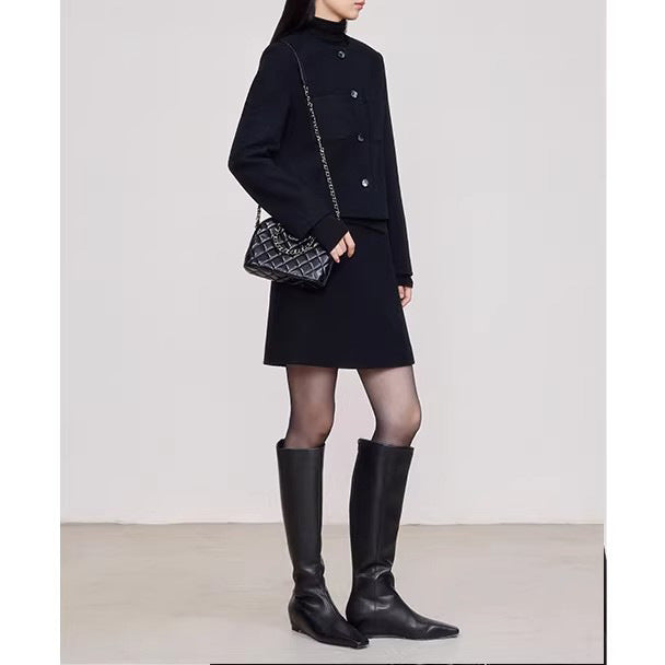 Women modern cropped jacket with elegant buttons