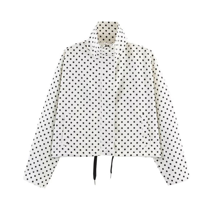 Ladies Short Points Utility Jacket with Stand-Up Collar and Drawstring