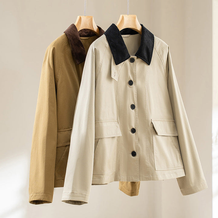 Women’s Short Jacket with Cord Collar and Patch Pockets