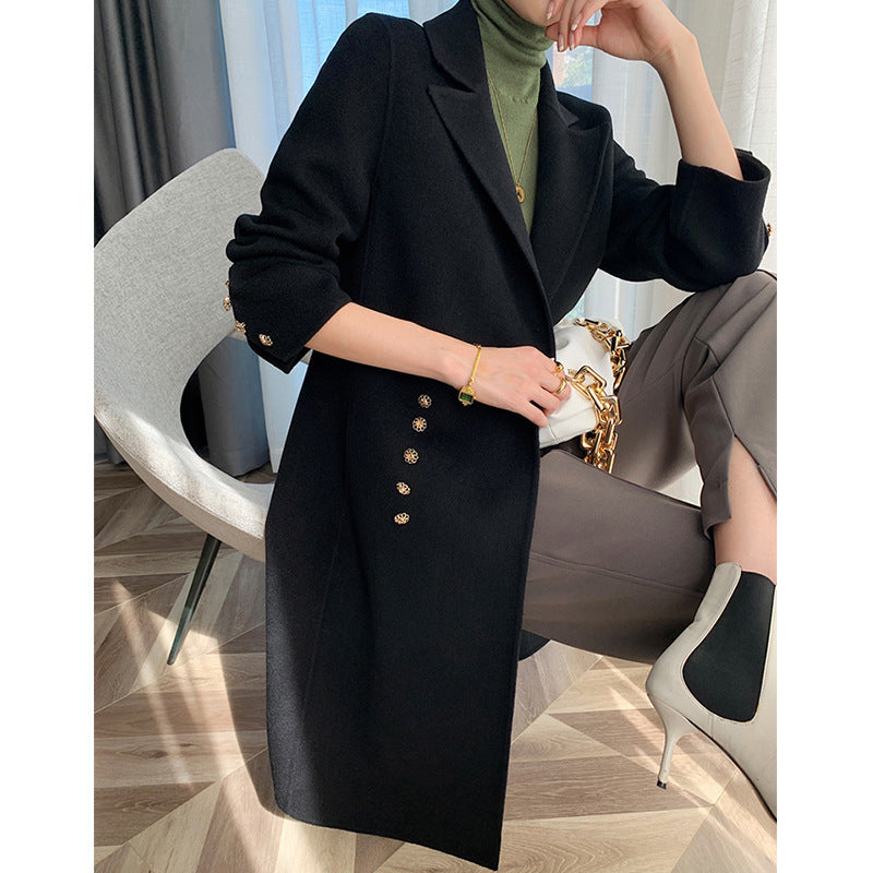 Women Elegant Wool Trench Coat