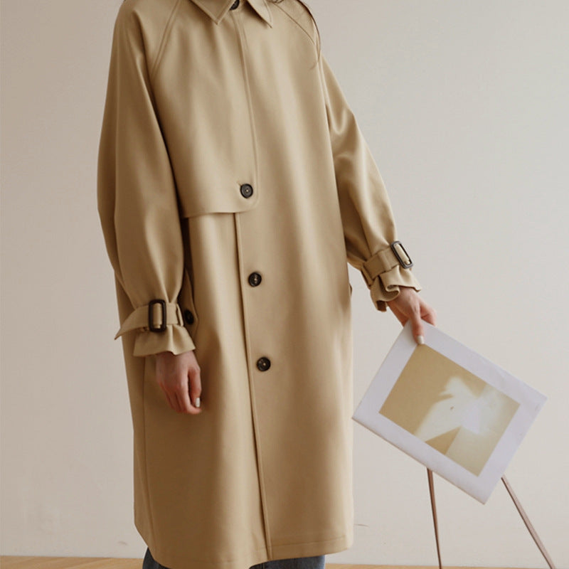 Women Fashionable Trench Coat with Wide Collar