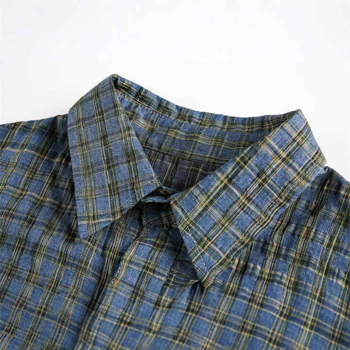 Unisex Checked Overshirt with Drawstring Hem and Concealed Button Placket