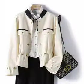 Women’s Stylish Jacket with Stand-Up Collar and Button Placket