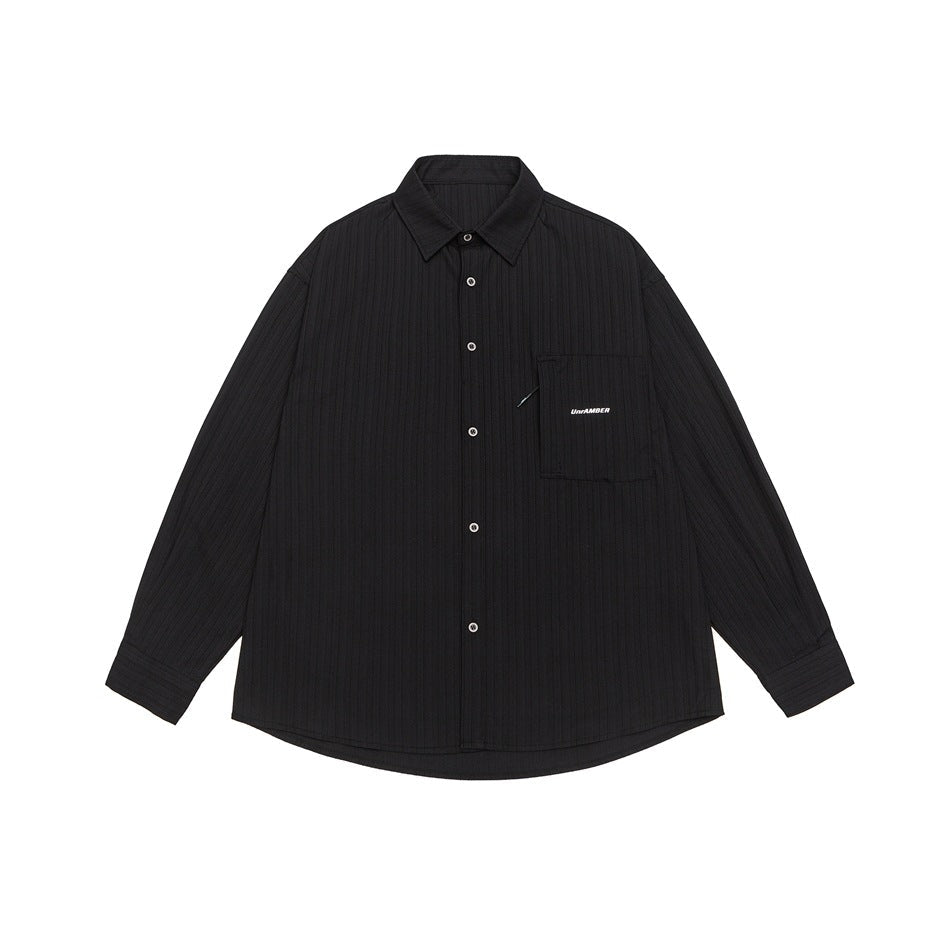 Unisex Oversize Shirt Jacket with structured ribbed look and patch breast pocket