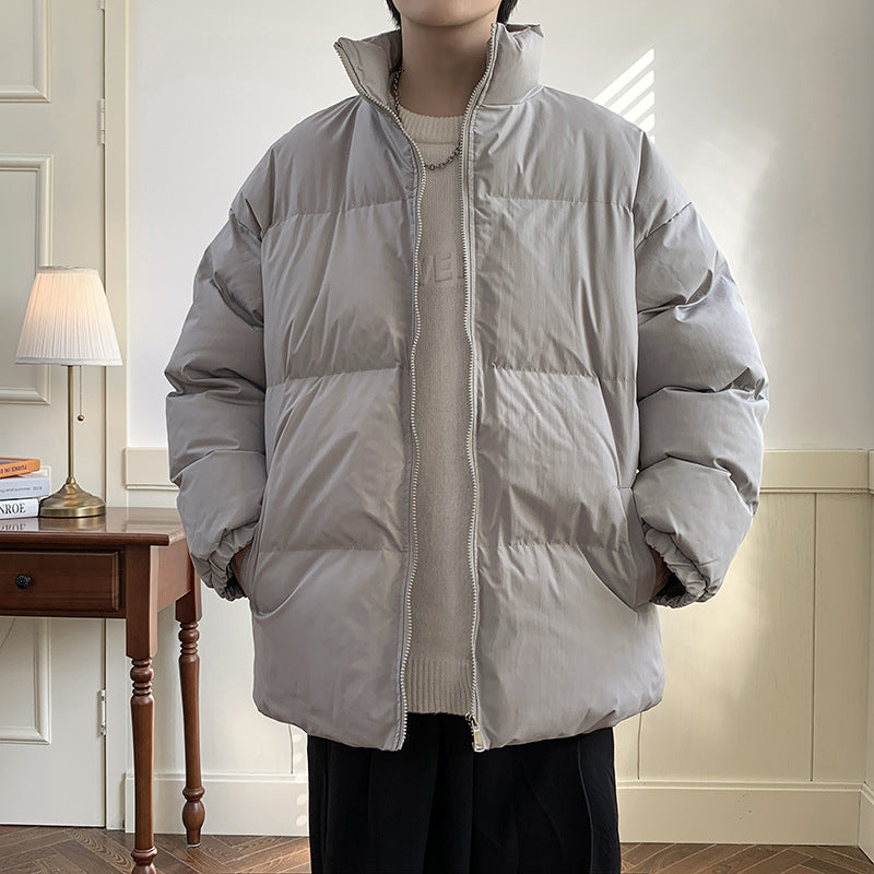 Unisex Oversize Padded Jacket with High Stand-up Collar and Thermal Lining