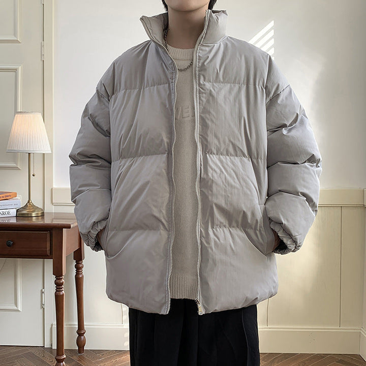 Unisex Oversize Padded Jacket with High Stand-up Collar and Thermal Lining