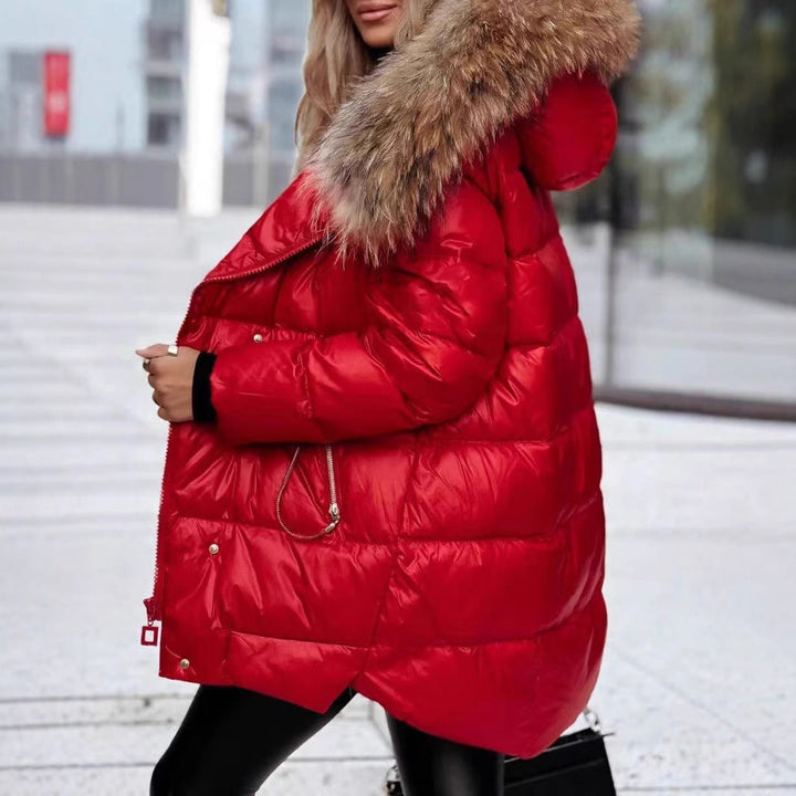 Women’s Winter Down Jacket with Removable Hood and Luxurious Fur Collar