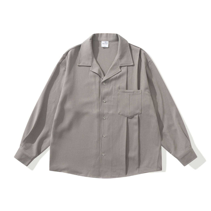 Unisex Oversize Shirt Jacket with Open Notch Collar and Chest Pocket