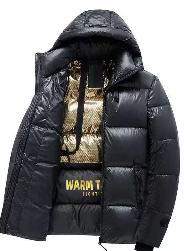 Men Padded Thermal Hooded Quilted Jacket with Reflective Insulation Inside
