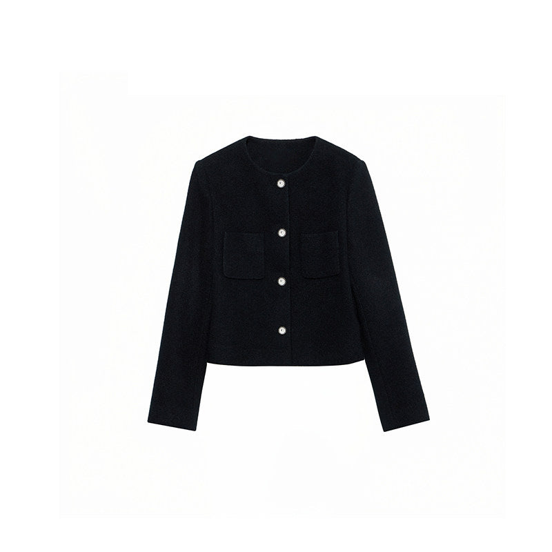 Women modern cropped jacket with elegant buttons