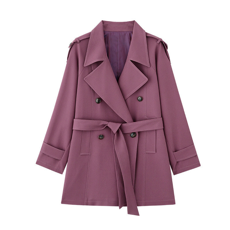 Women Elegant Trench Coat with Waist Belt
