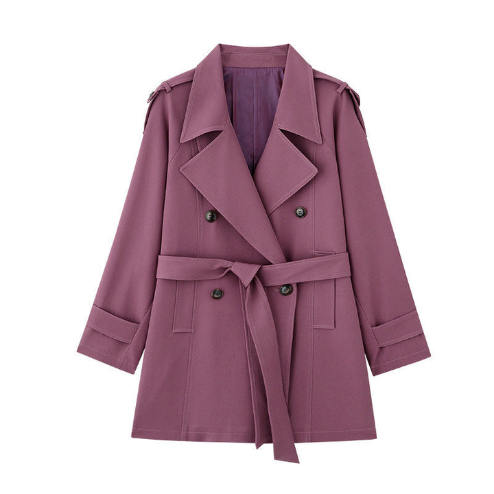 Women Elegant Trench Coat with Waist Belt