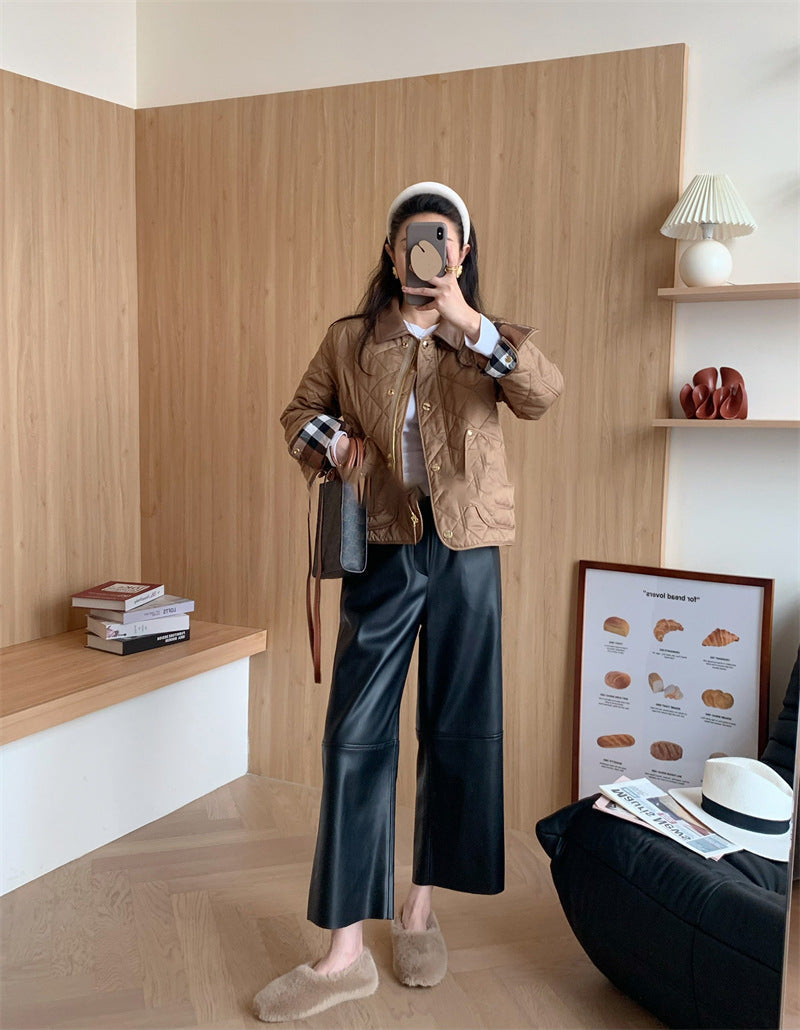 Women Fashionable Quilted Jacket with Pockets