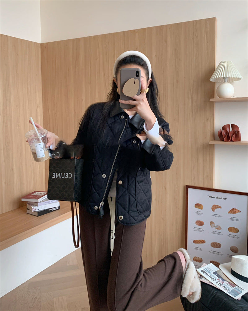 Women Fashionable Quilted Jacket with Pockets