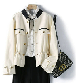 Women’s Stylish Jacket with Stand-Up Collar and Button Placket