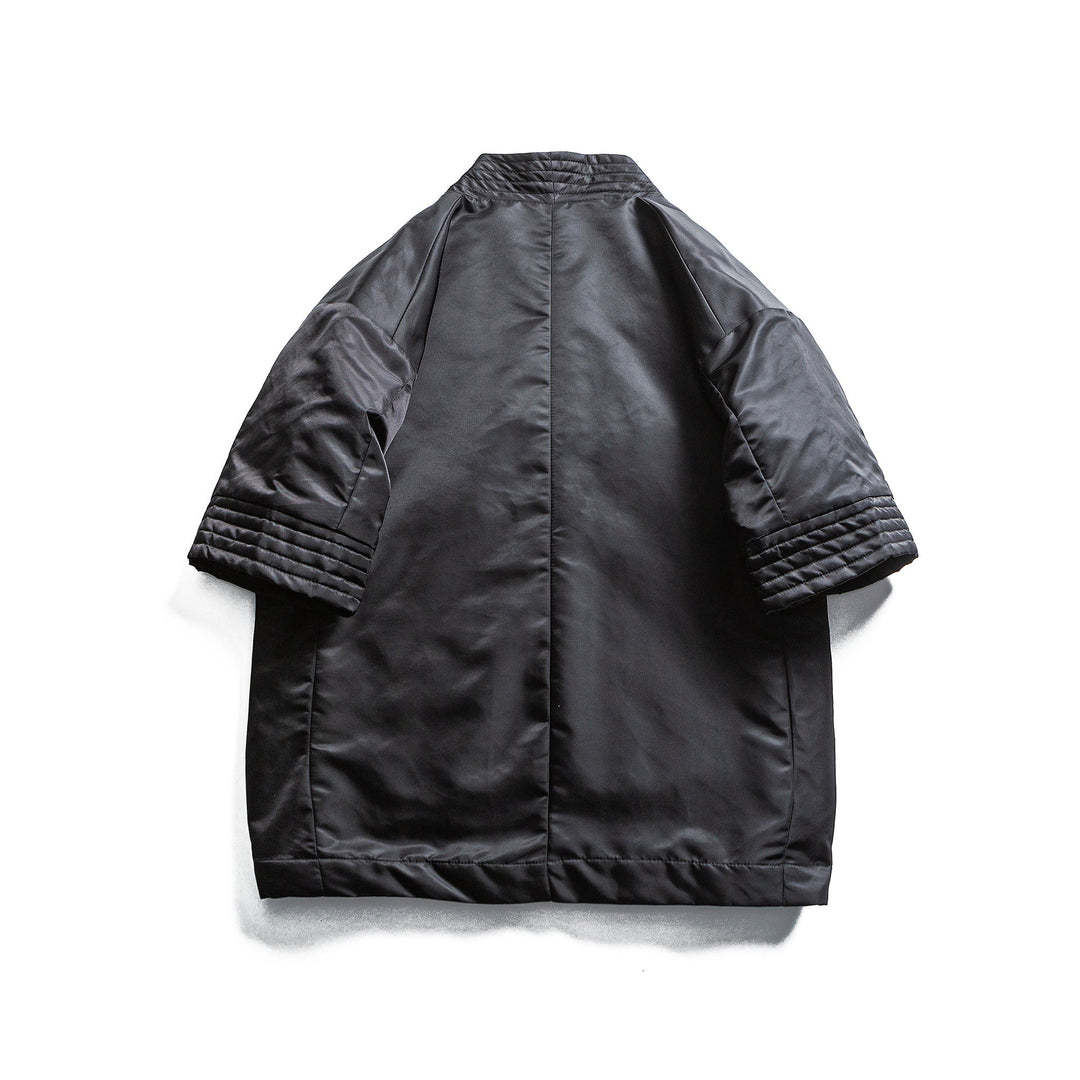 Unisex Padded Kimono Jacket with Short Sleeves and Waist Belt