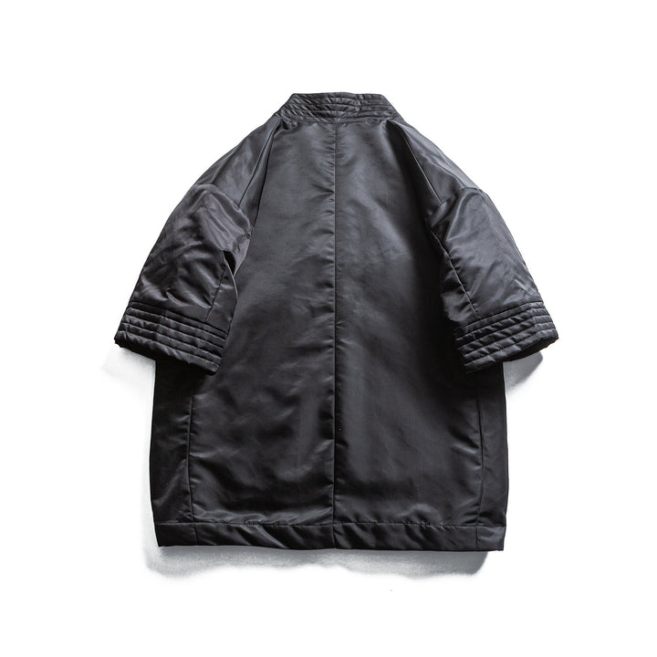 Unisex Padded Kimono Jacket with Short Sleeves and Waist Belt