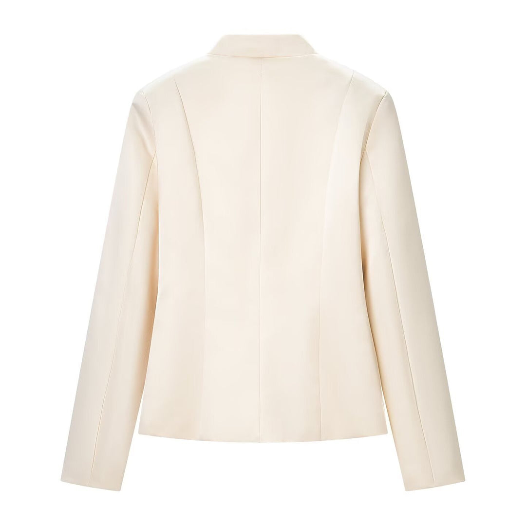 Women Tailored Short Jacket with Stand-up Collar and Decorative Toggle Closures
