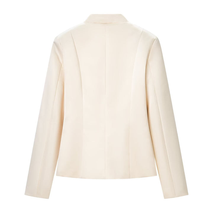 Women Tailored Short Jacket with Stand-up Collar and Decorative Toggle Closures