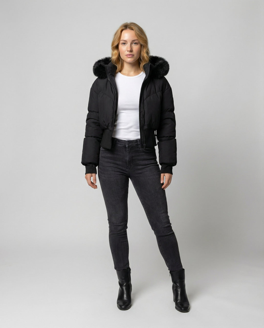 Stylish warm shorter Down jacket women