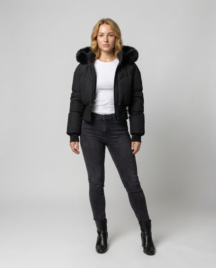 Stylish warm shorter Down jacket women