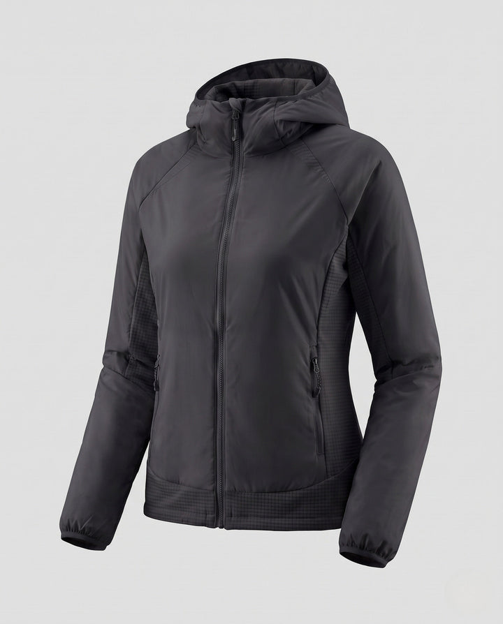 Women Ultra-light hooded jacket with quilted lining, two-way zip and zip pockets