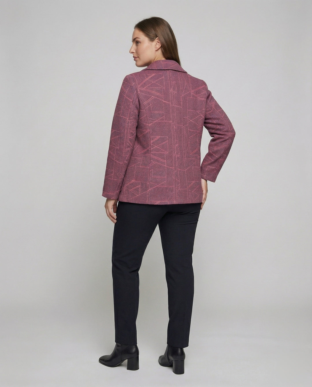 Ladies elegant geometric blend wool jacket
