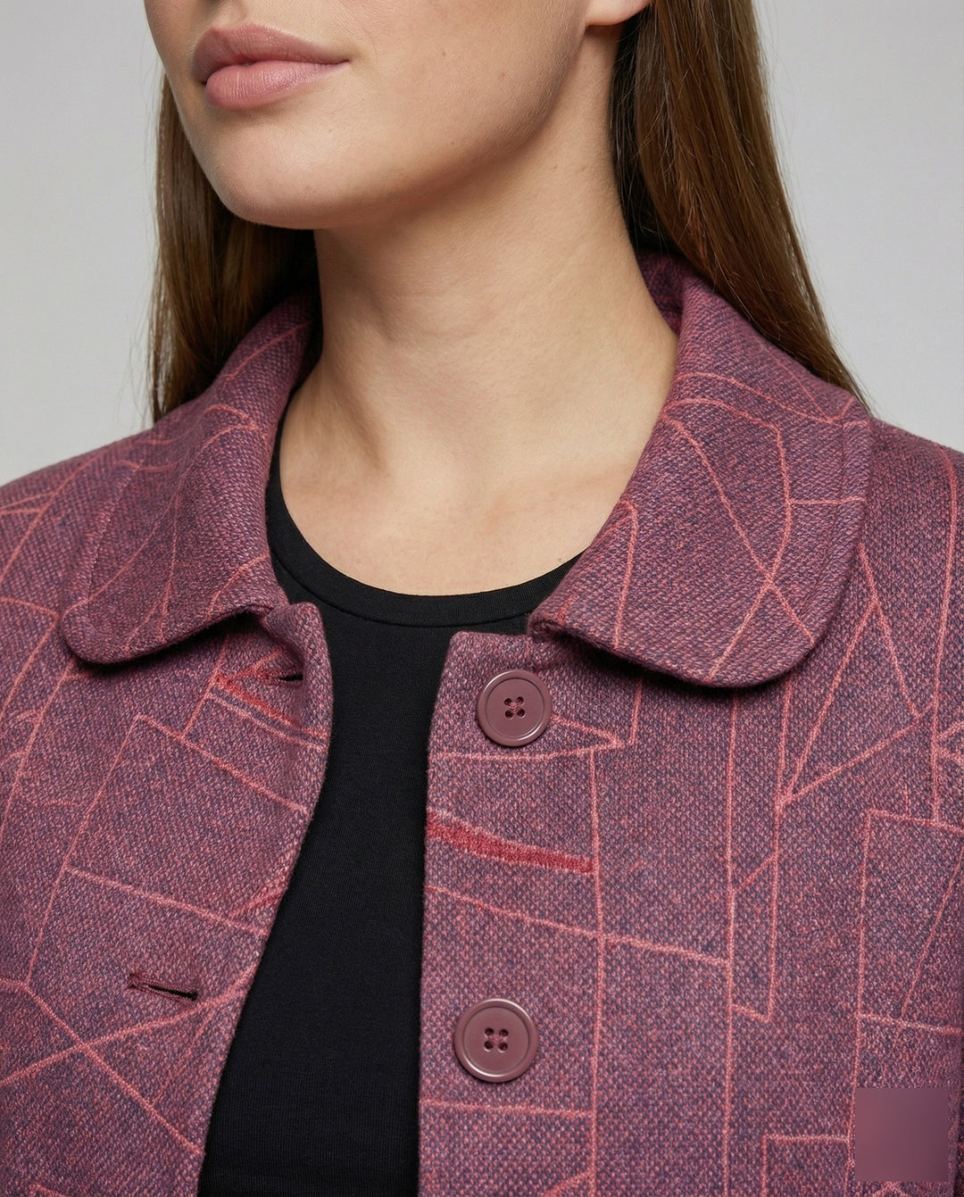 Ladies elegant geometric blend wool jacket