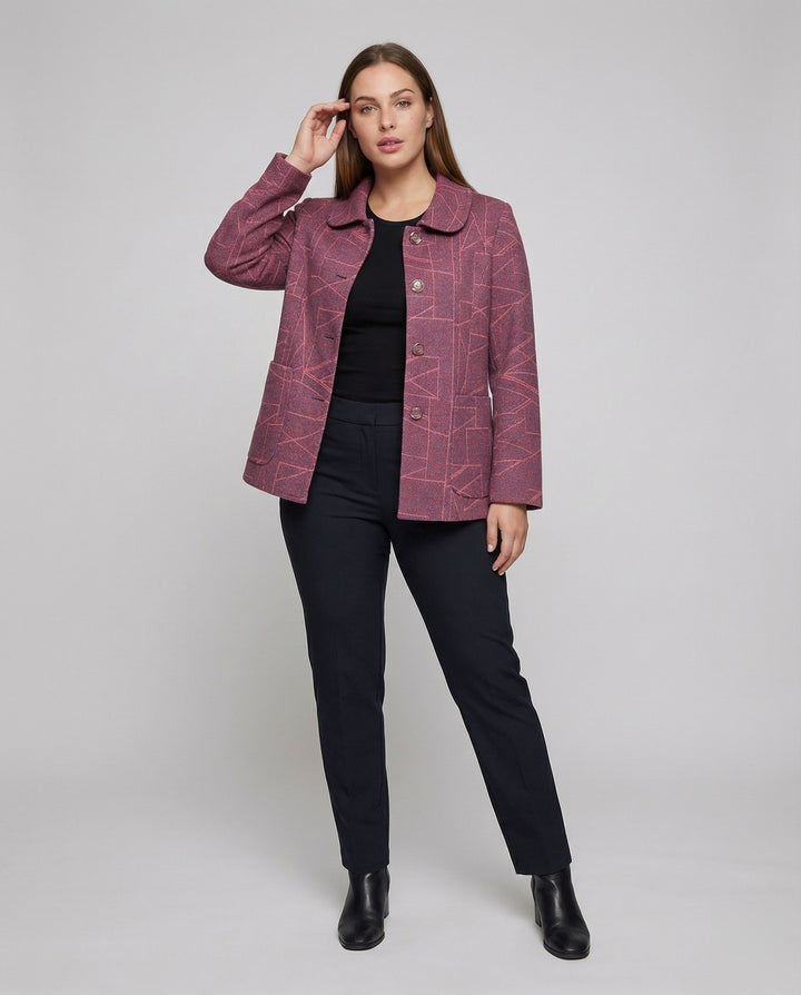 Ladies elegant geometric blend wool jacket