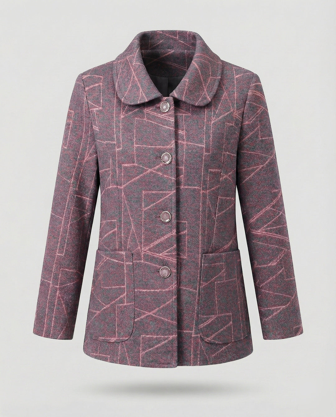 Ladies elegant geometric blend wool jacket