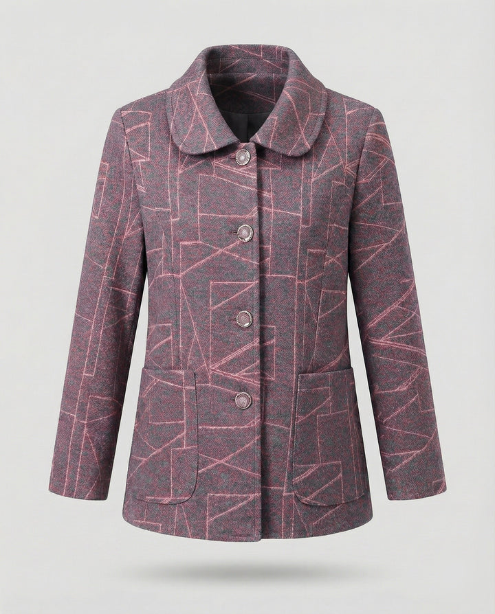 Ladies elegant geometric blend wool jacket